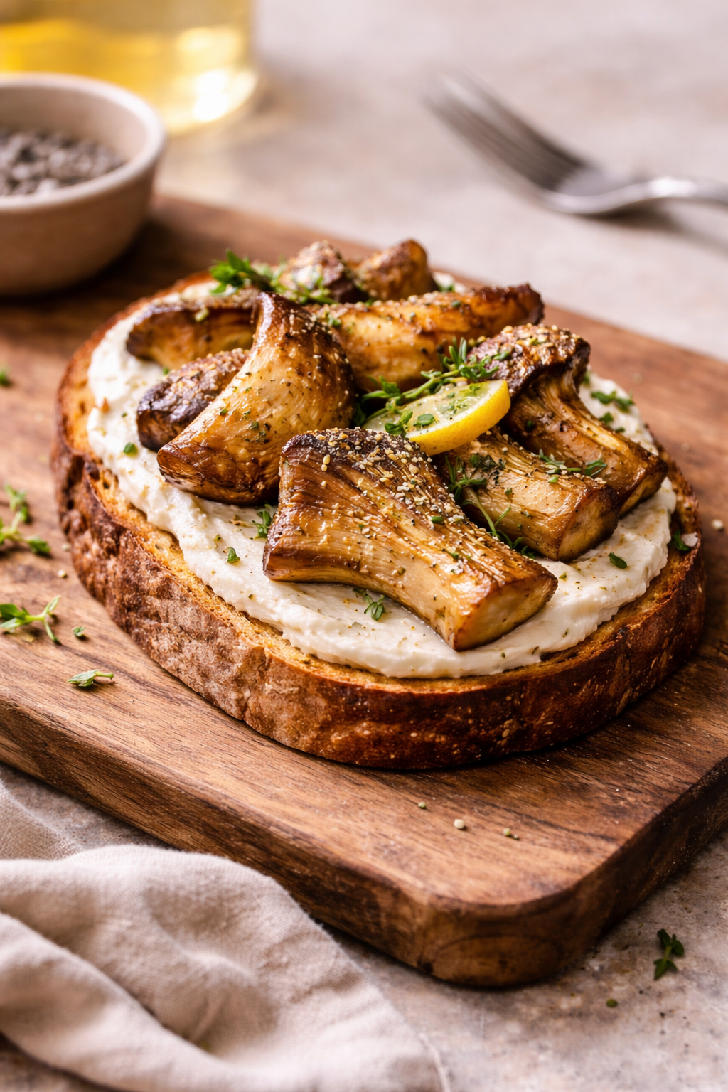 Tartine aux pleurotes du panicaut